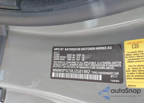 2018 Mini Hardtop Cooper/Oxford Edition z USA, uszkodzony, nr VIN WMWXP5C58J2G61862